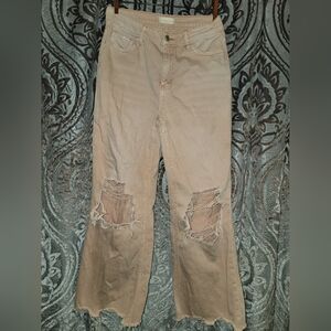Altar'd State Dusty Rose Distressed Wide Leg Jeans